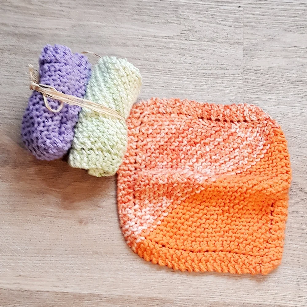 3 Handmade Crochet Washcloths + Lavender Bar Soap / 8